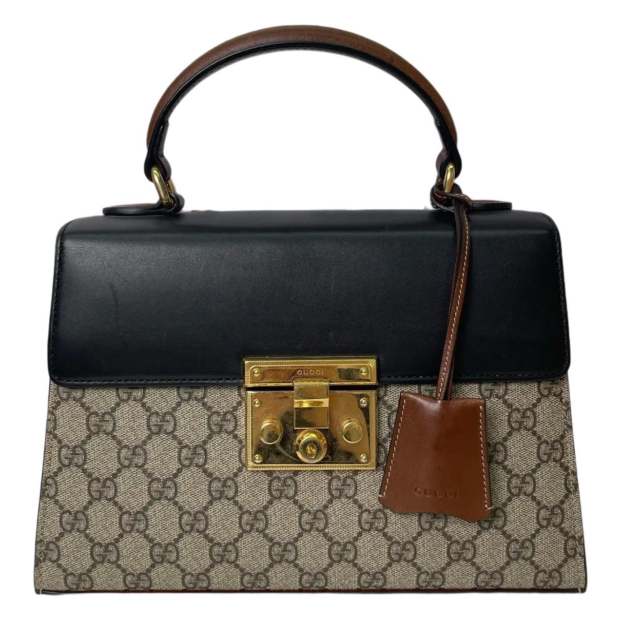 Padlock leather handbag