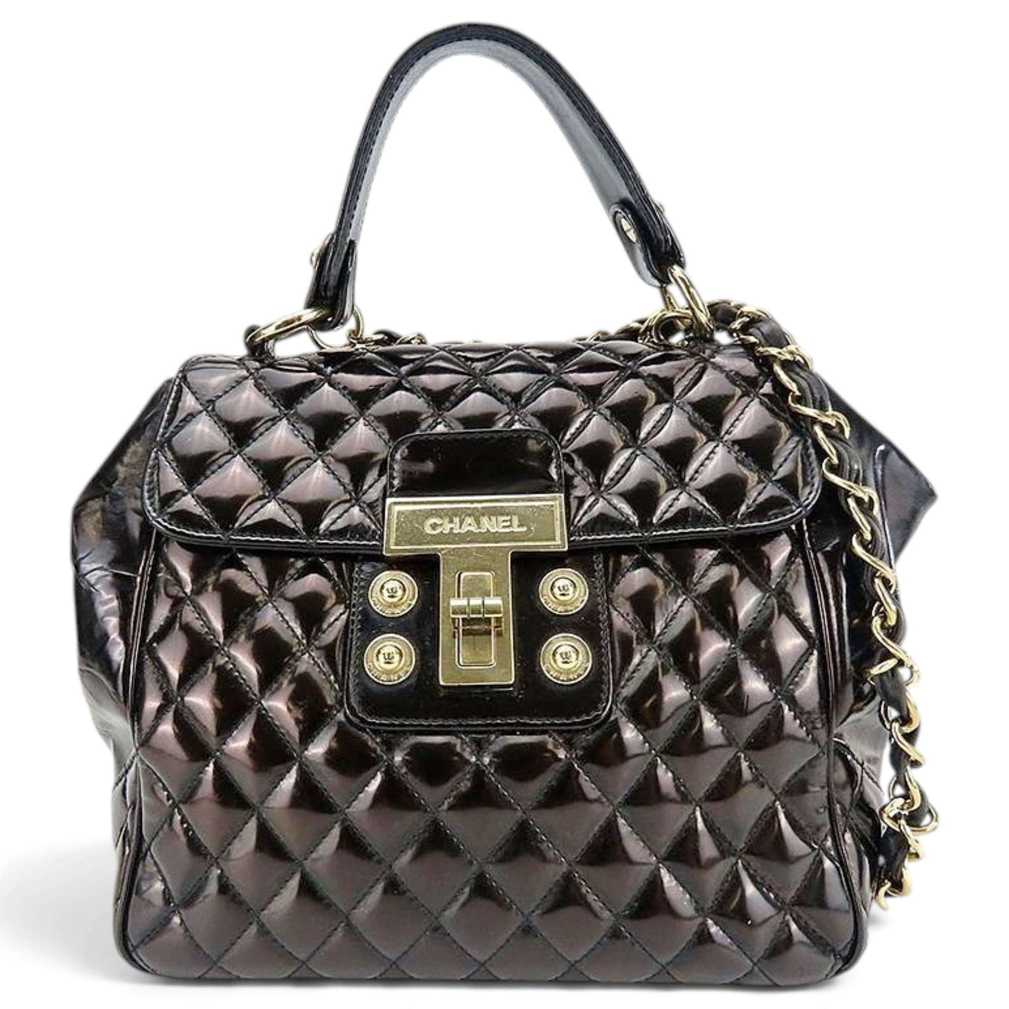 Patent leather handbag