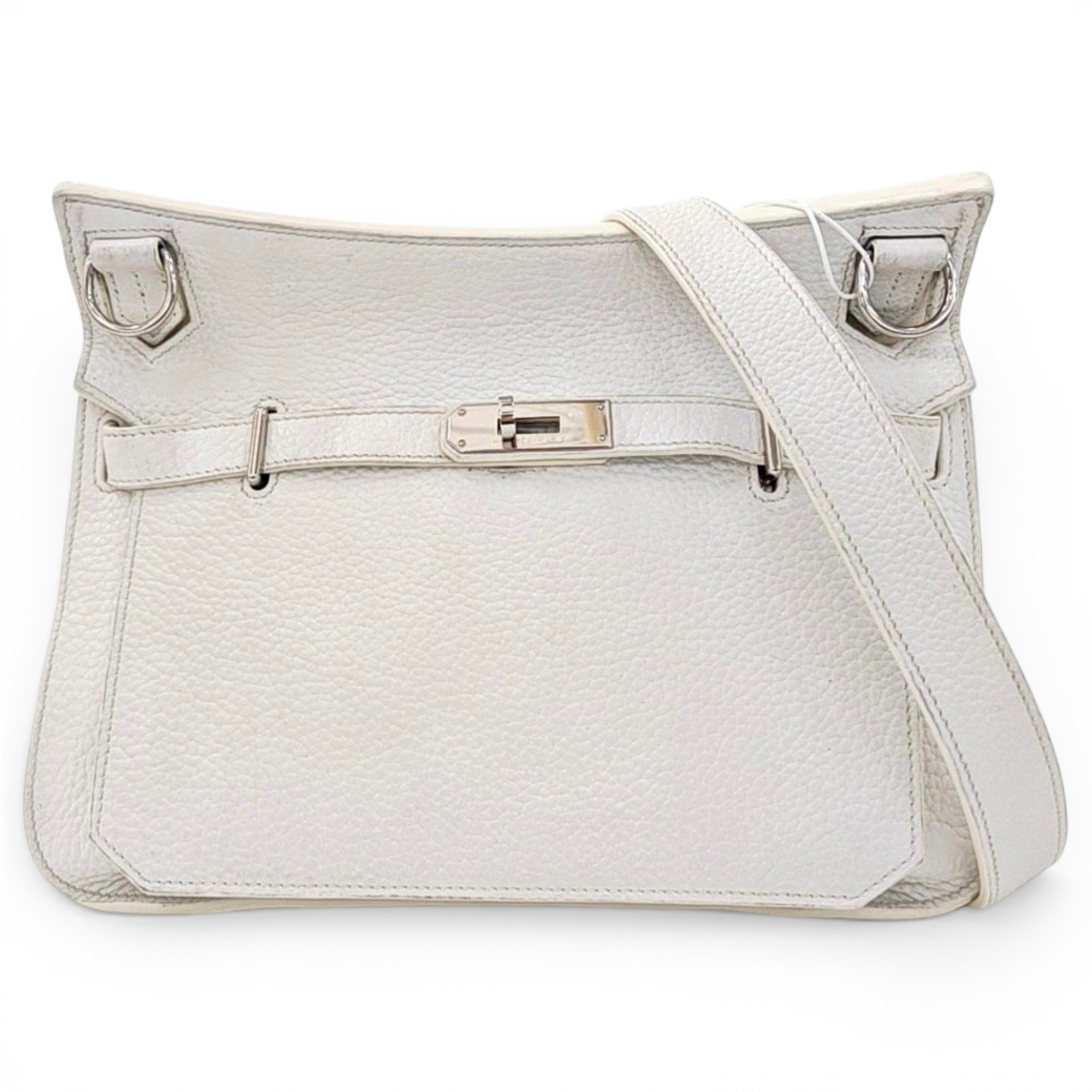 Hermes Jypsiere Handbag White Clemence Leather