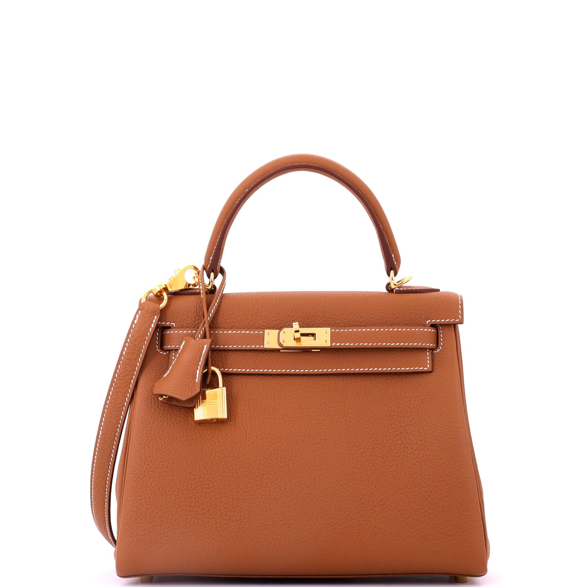 Hermes Kelly Handbag Gold Togo with Gold Hardware 25
