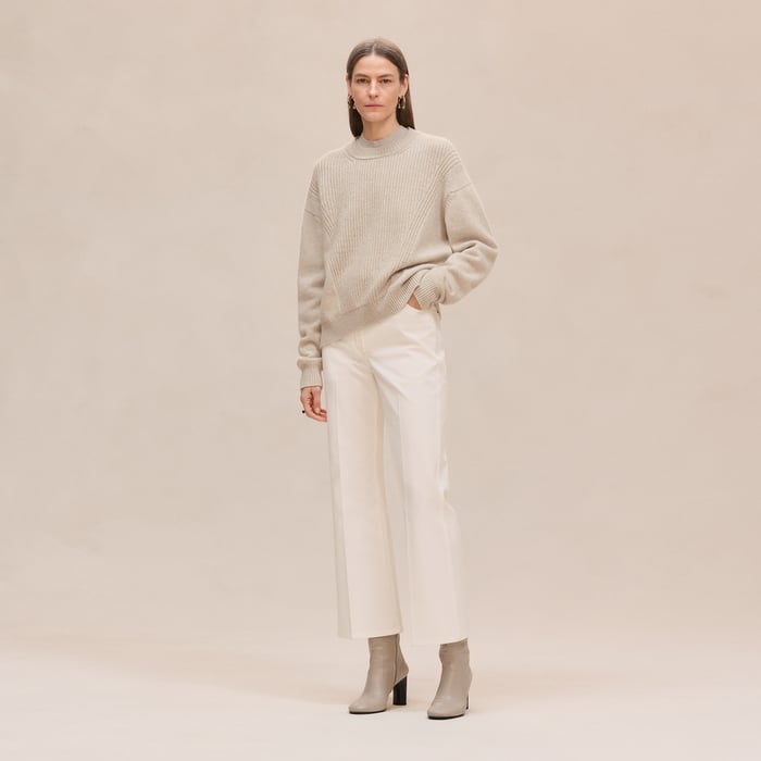 Beige Naturel Cashmere Long-sleeve Sweater
