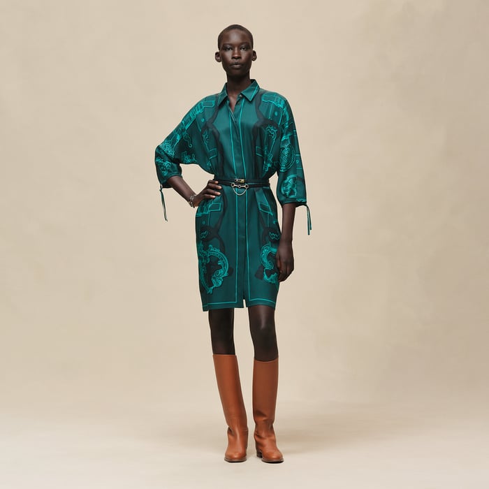 Vert Pin "Ferronnerie Remix" Shirt Dress