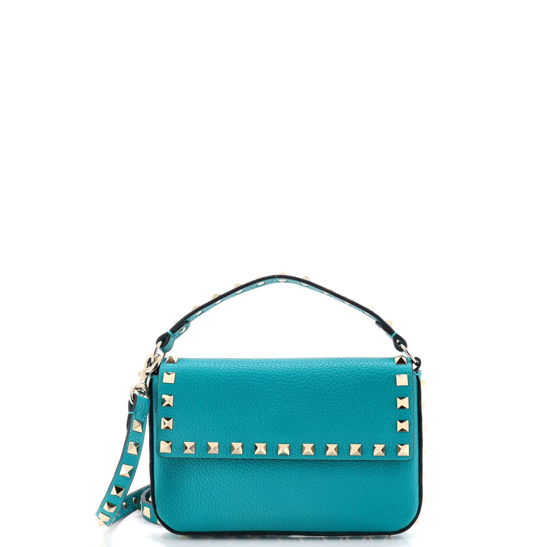 Rockstud Top Handle Crossbody Pouch Leather Mini
