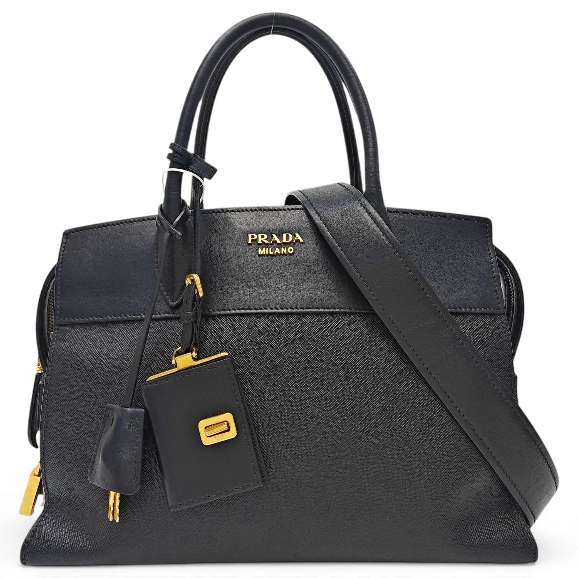 Double leather handbag