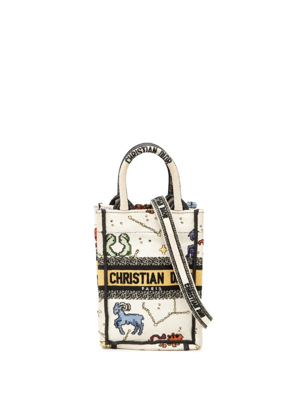 2022 Mini Embroidered Canvas Pixel Zodiac Vertical Book Tote satchel