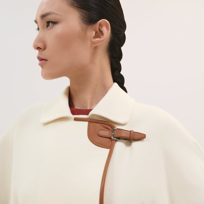 Blanc Naturel Jacket With Leather Detail