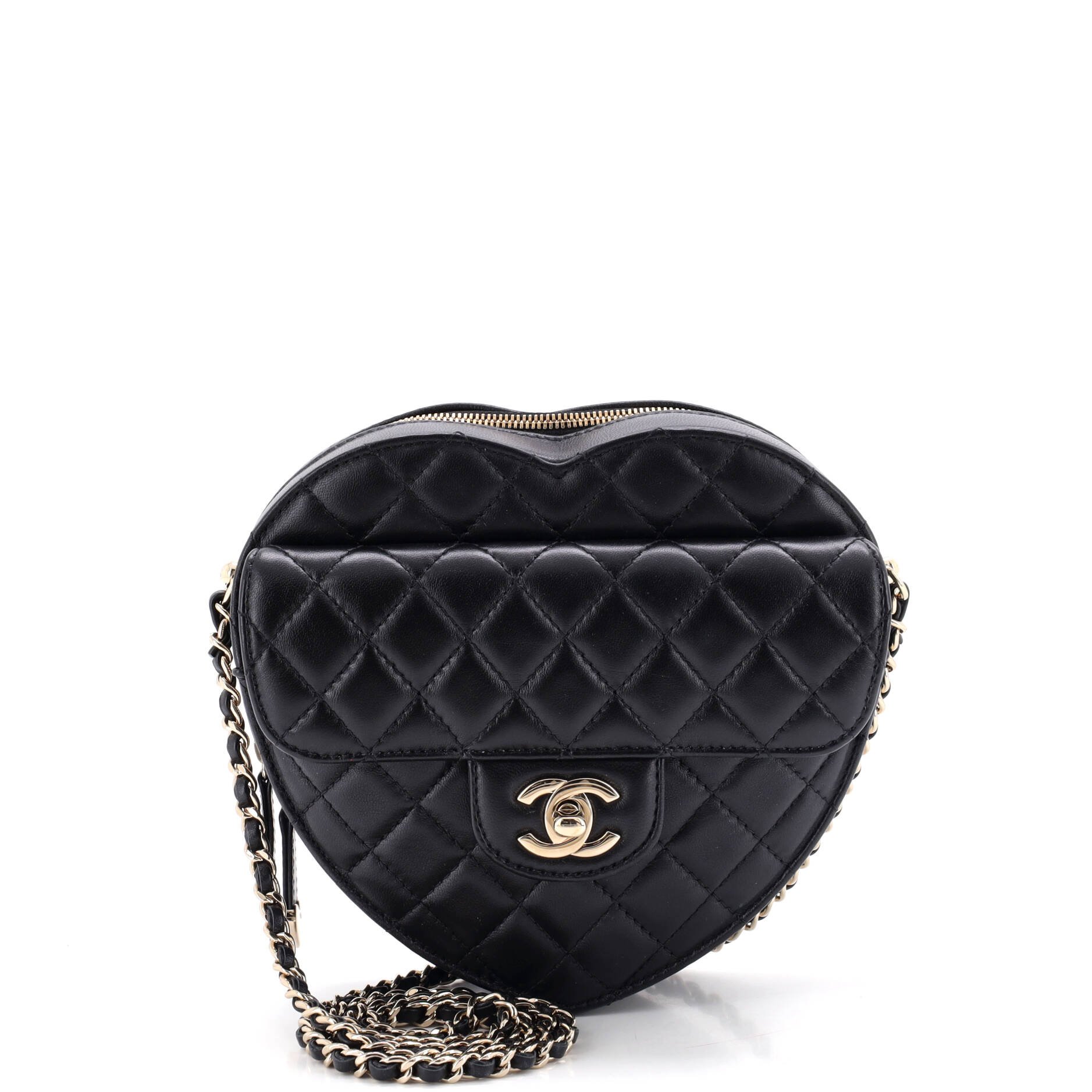 CC in Love Heart Bag Quilted Lambskin Large