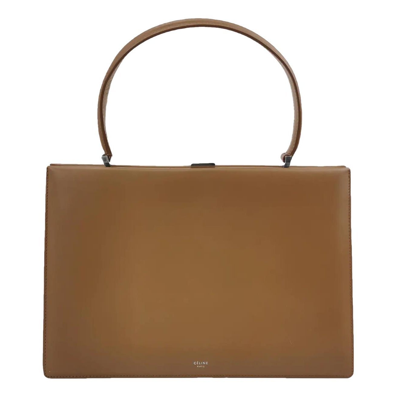 Clasp leather handbag