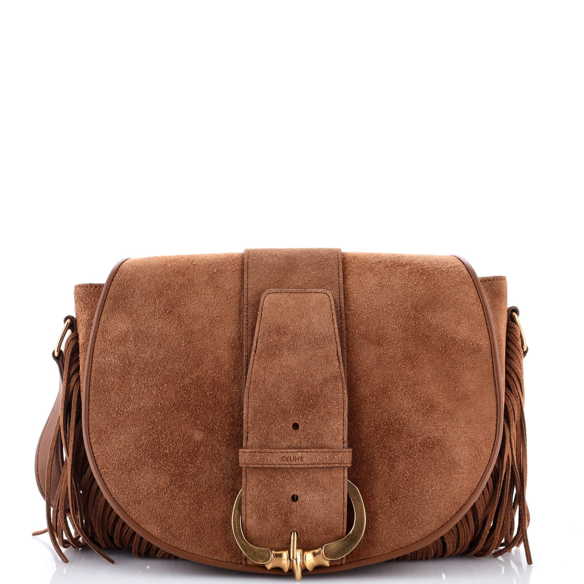 Celine Camarat Fringe Crossbody Bag Suede Medium