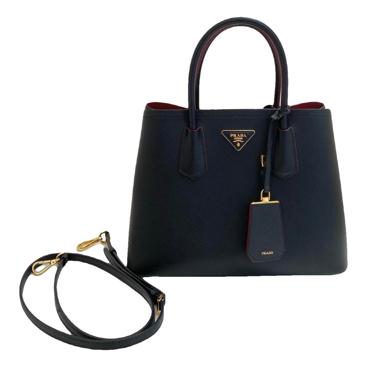 Double leather handbag