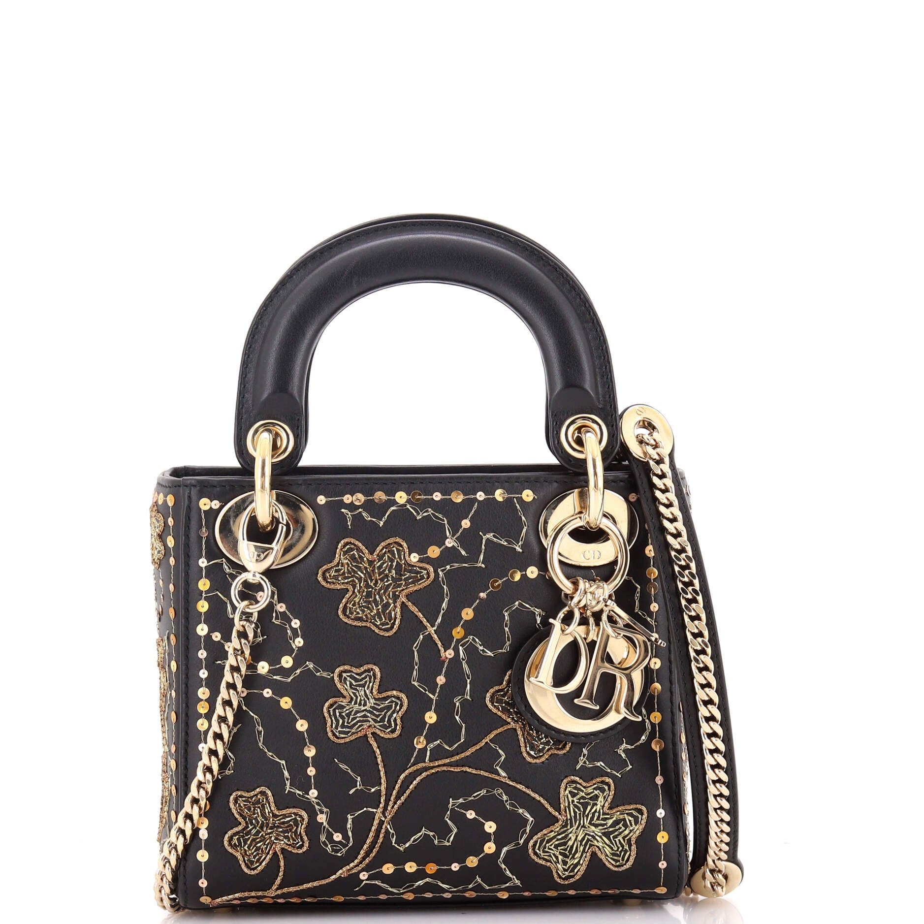 Dior Lady Dior Chain Bag Embroidered Calfskin Mini