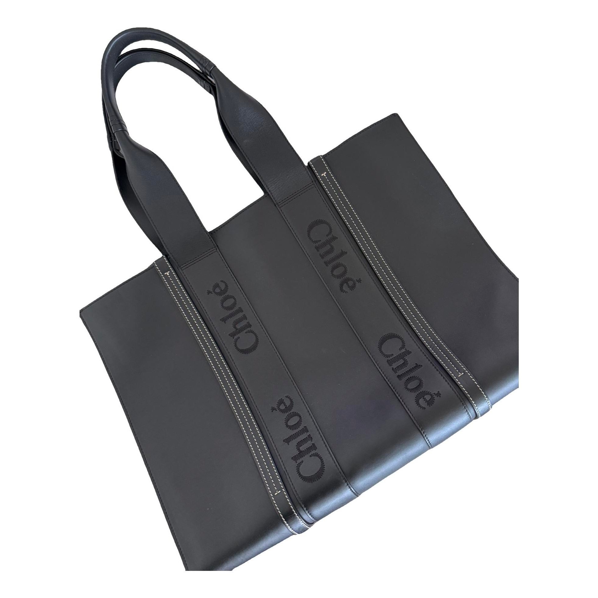 Woody leather tote