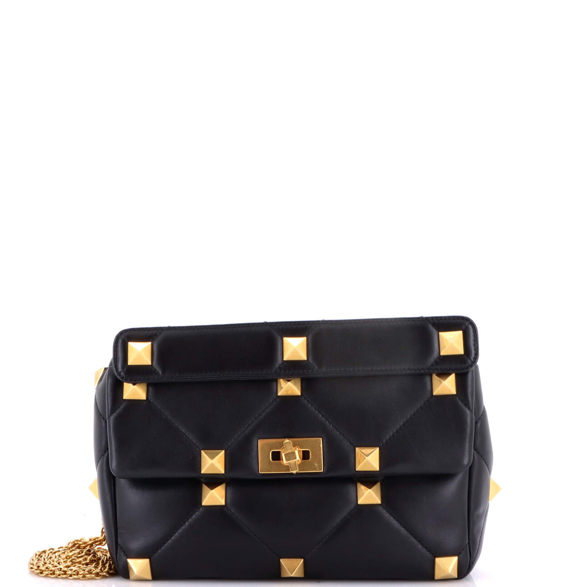 Roman Stud Flap Bag Quilted Leather Large