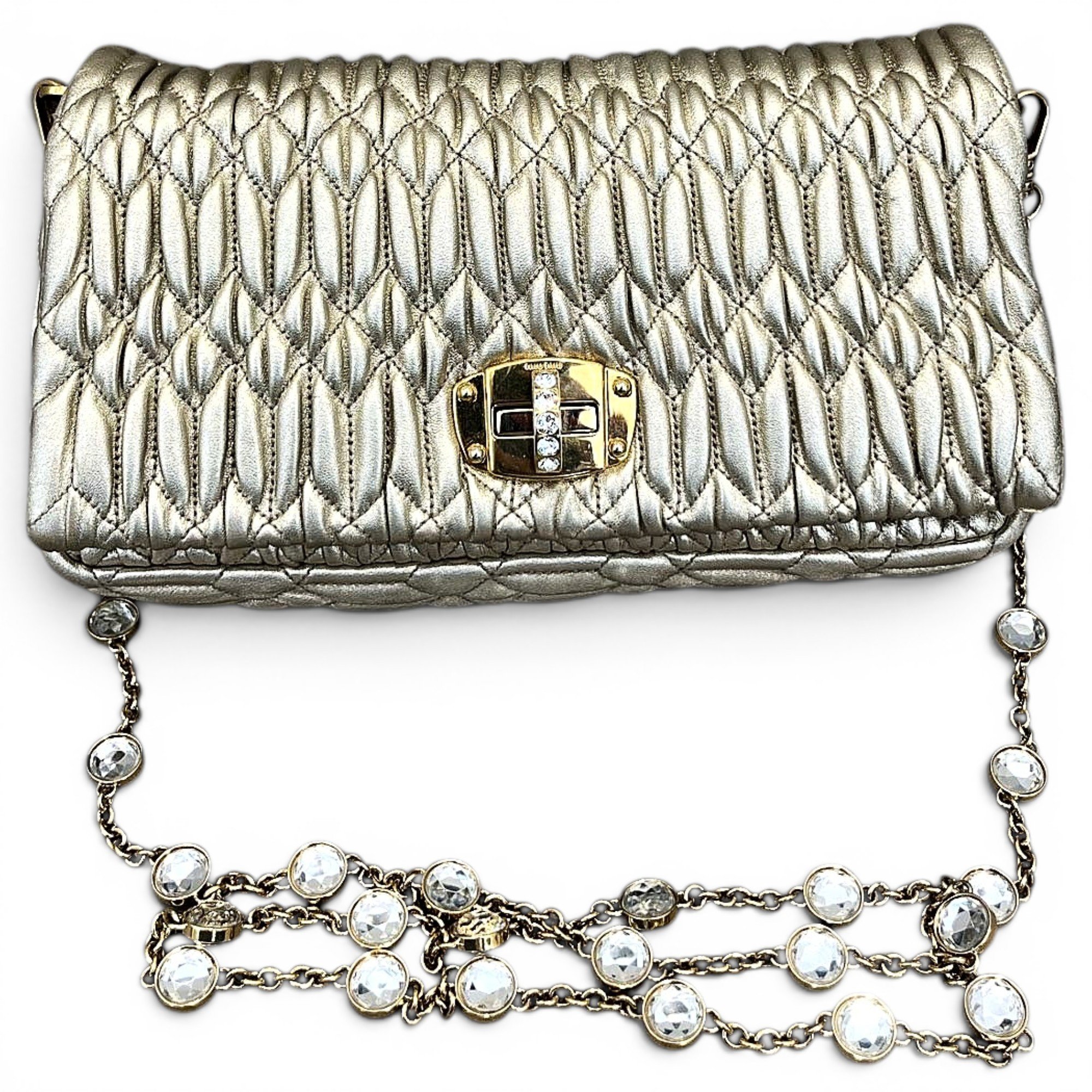 Miu Crystal leather handbag