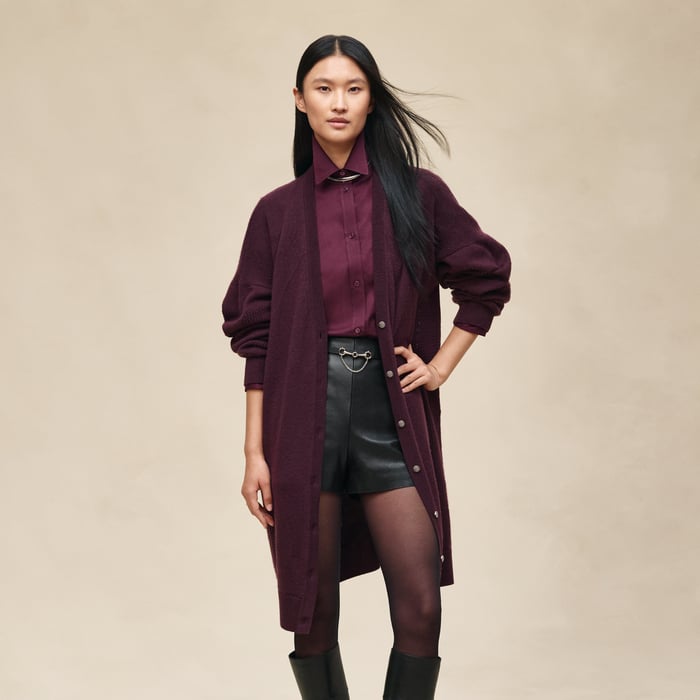 Rouge Bordeaux Long Cashmere Cardigan