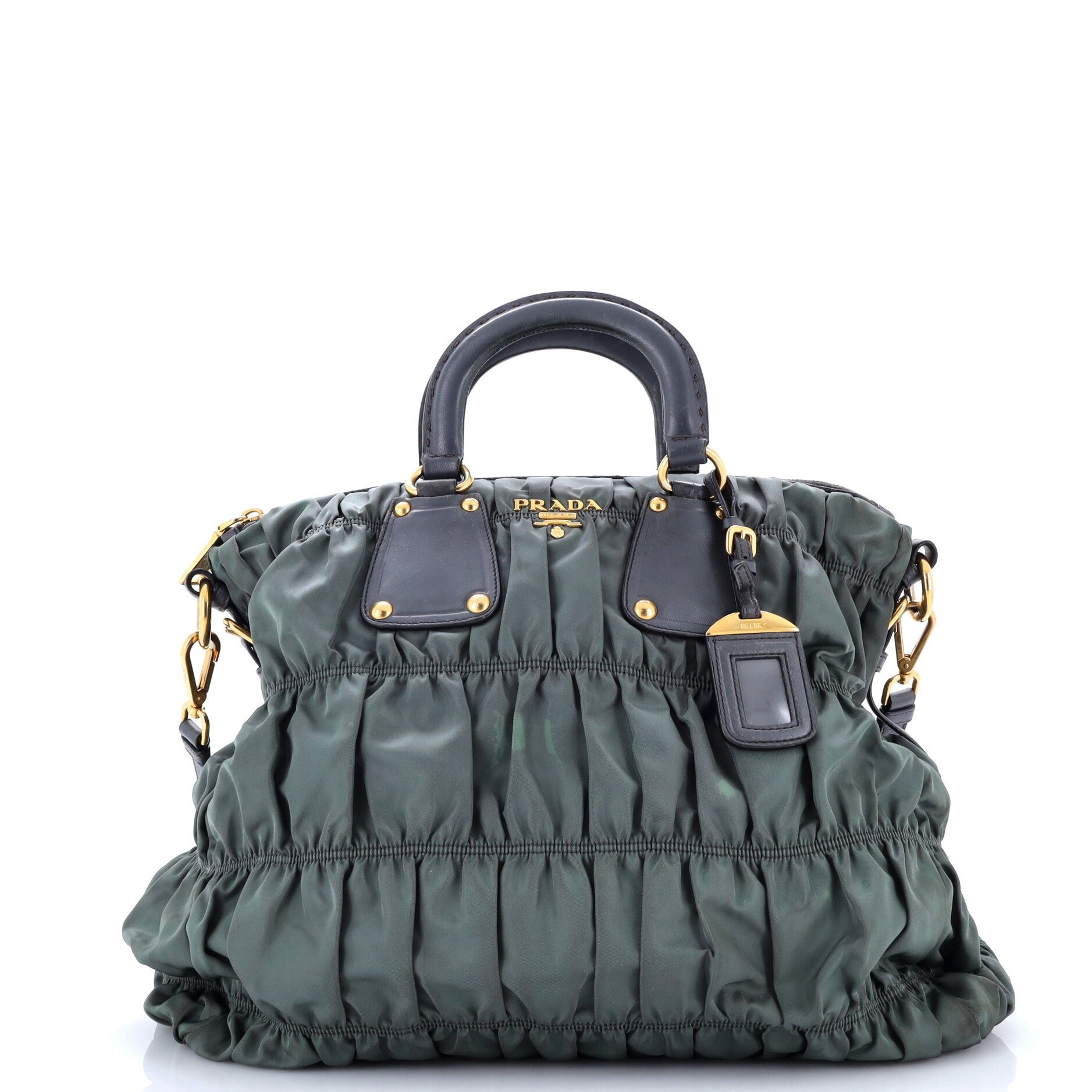 Prada Gaufre Convertible Tote Leather and Tessuto Large