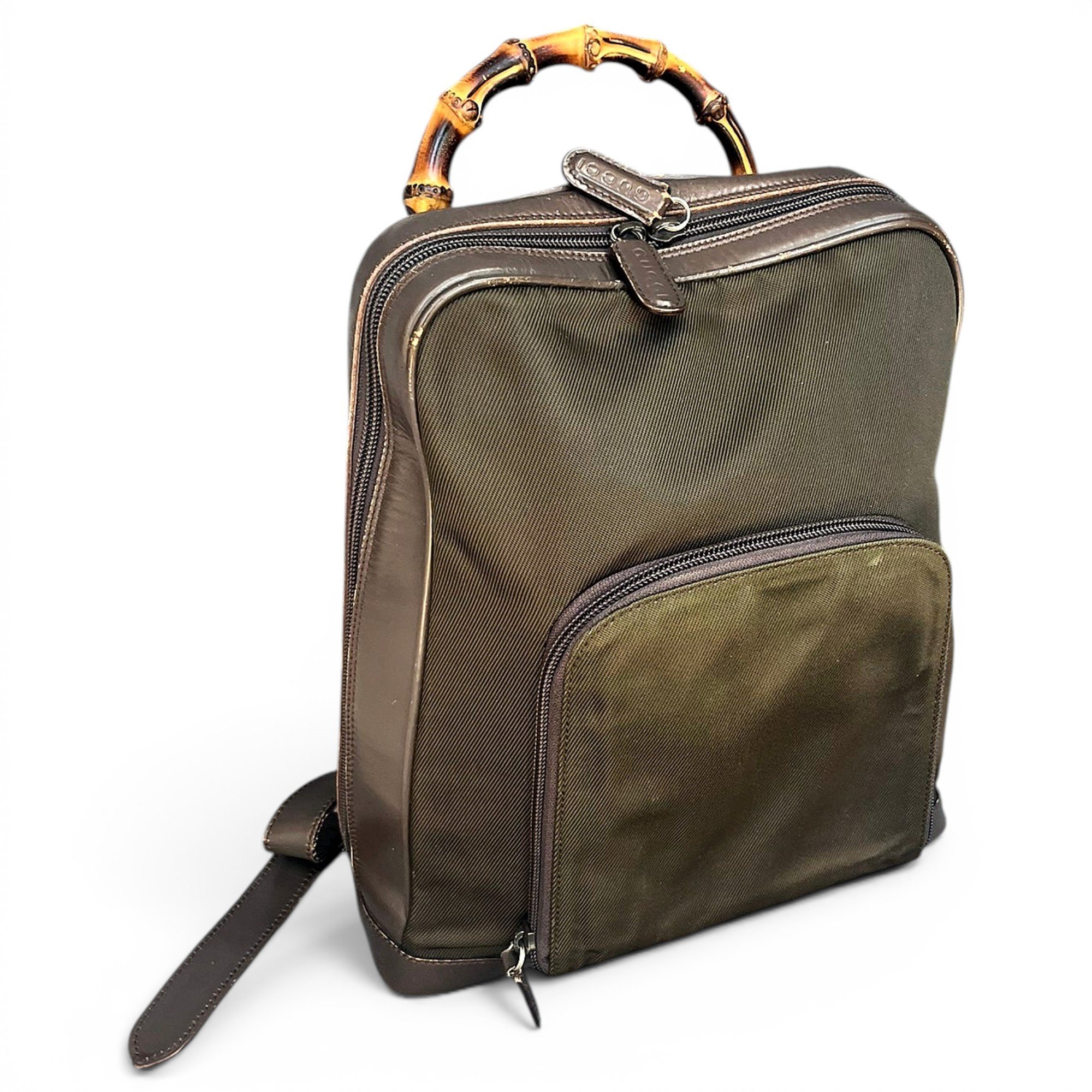 Vintage Bamboo Sling leather backpack