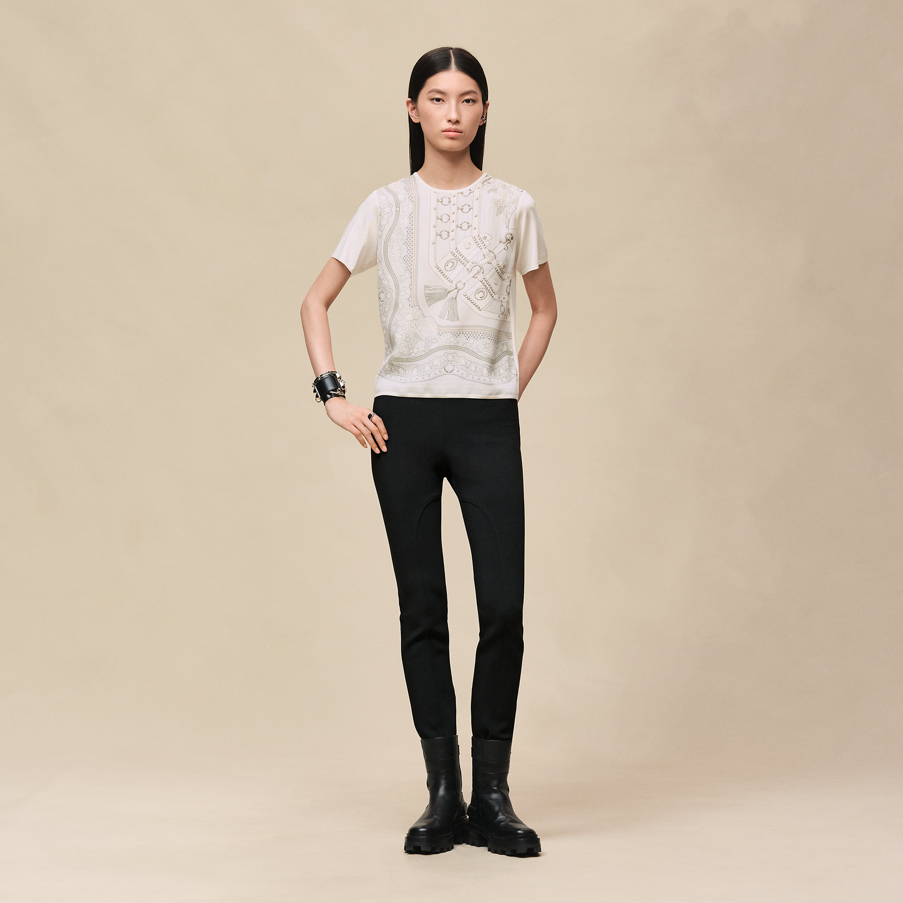 Pull manches courtes imprimé « Aux Champs en Fleurs Rayé »