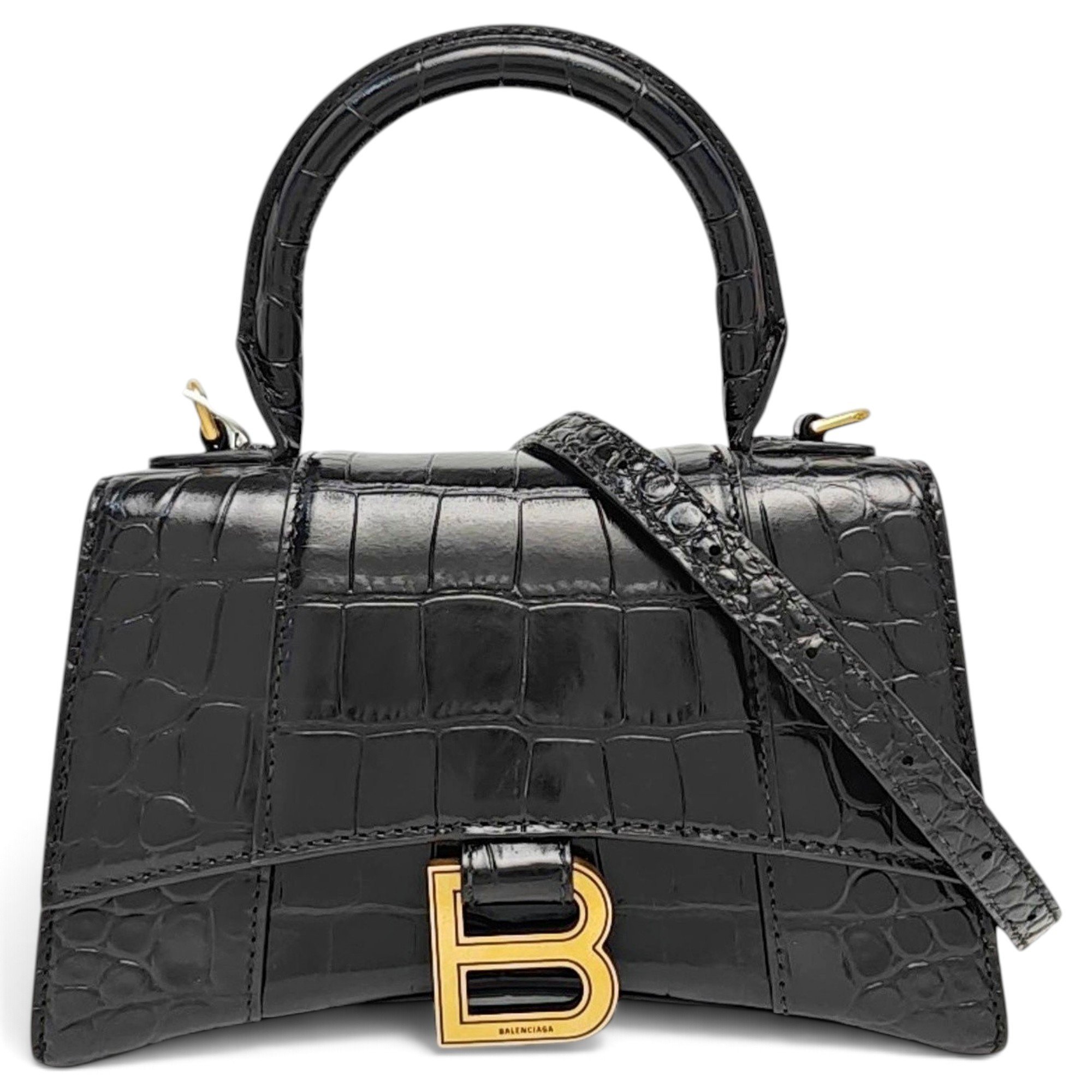 Hourglass leather handbag