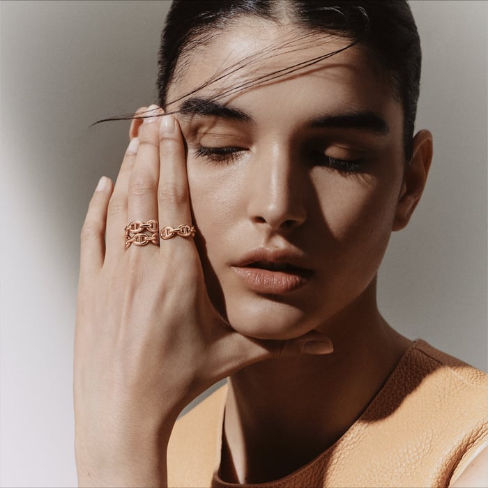 Sans Coloris Chaine d'Ancre Enchainee Double Ring