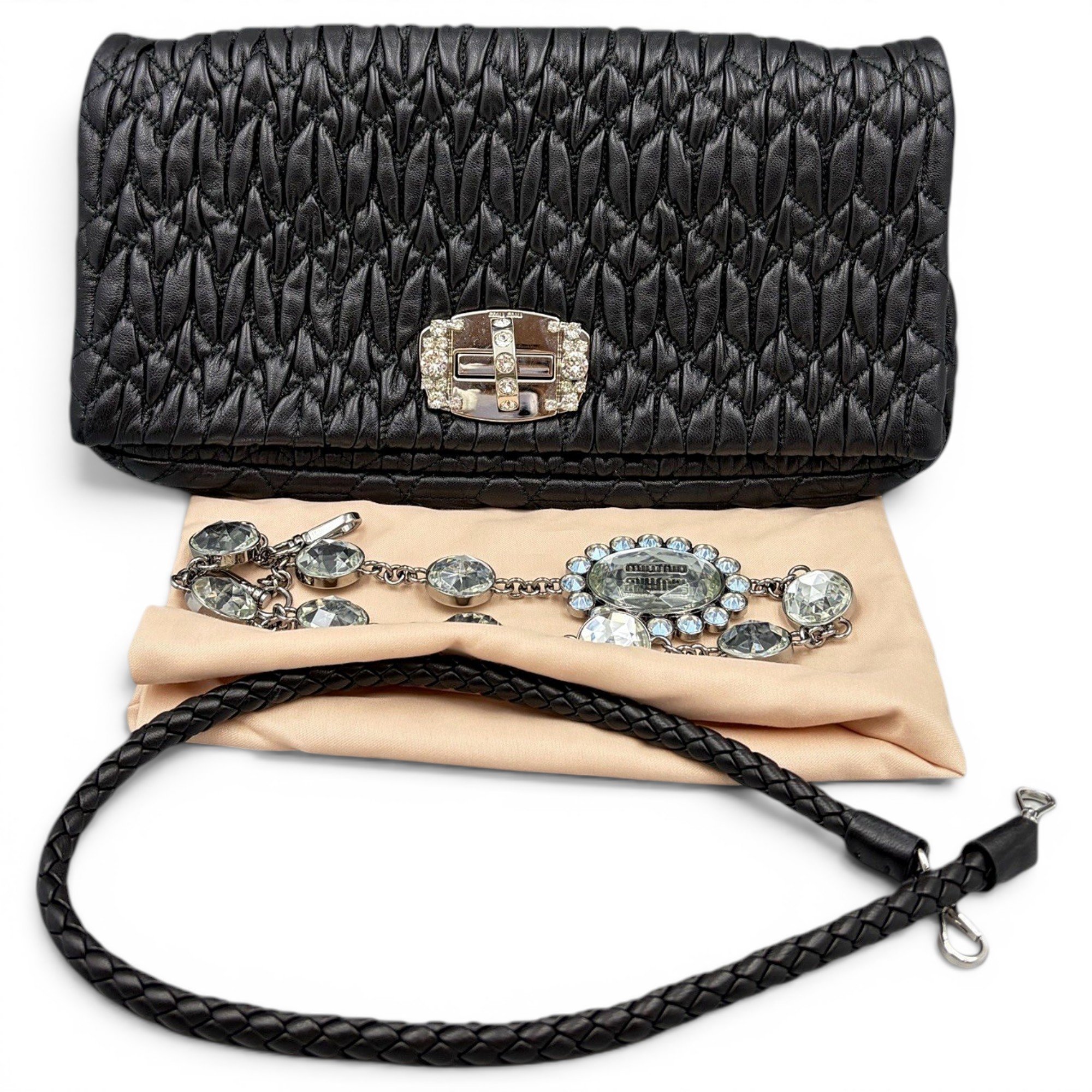 Miu Crystal leather handbag