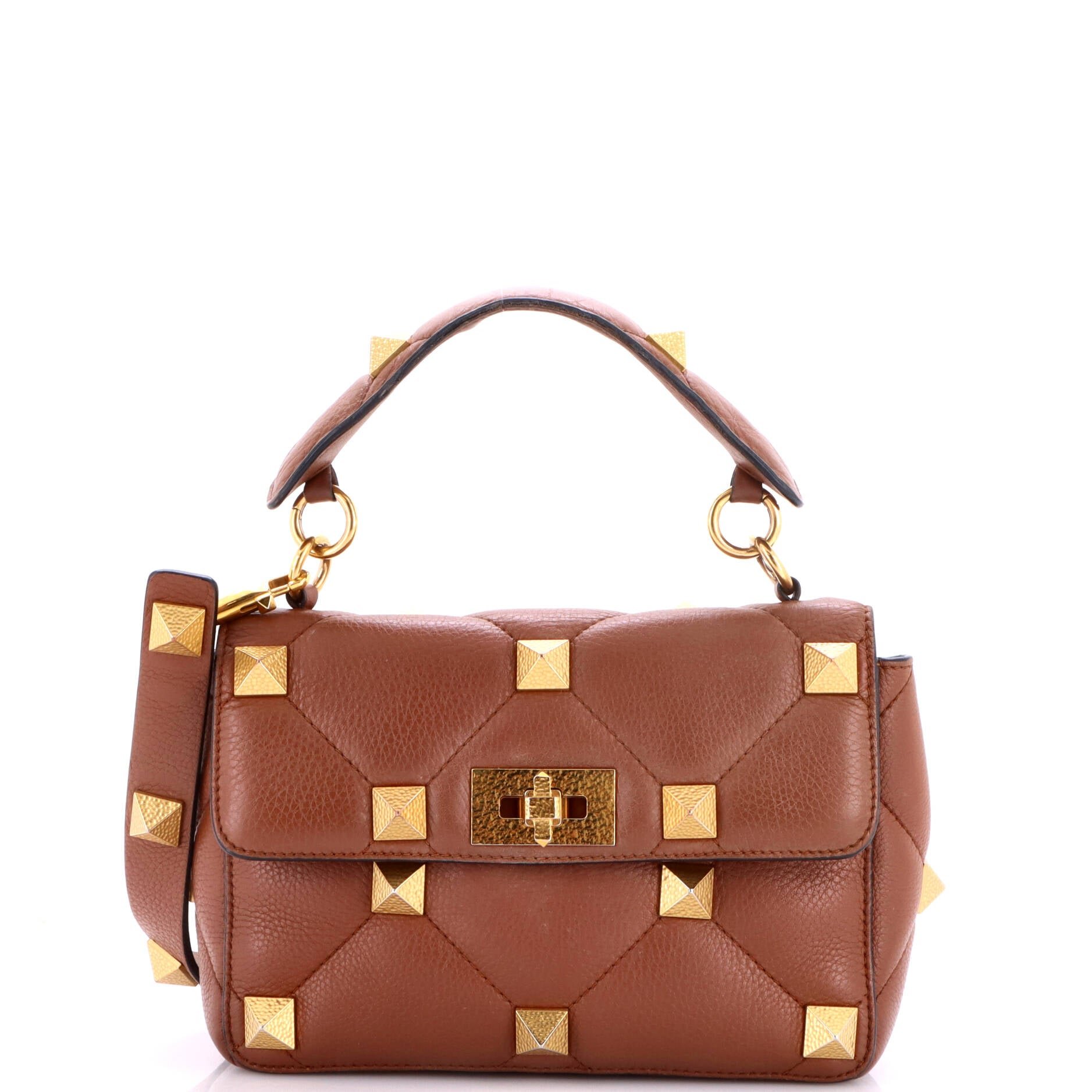 Roman Stud Flap Bag Quilted Leather Small