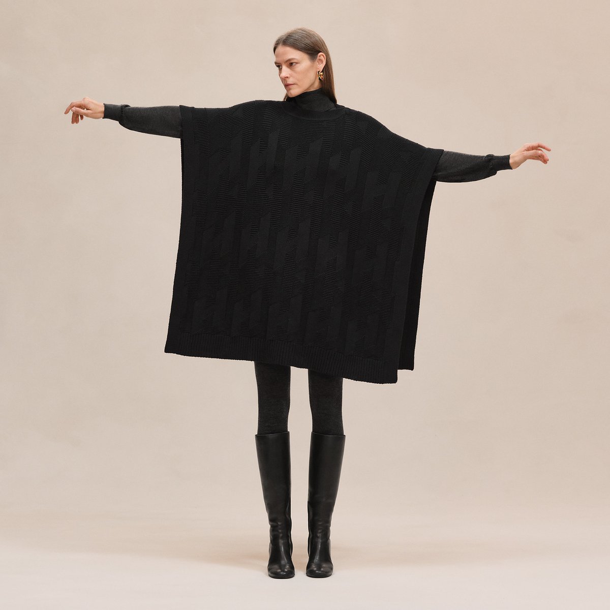 Noir "H" Rectangular Cape Poncho