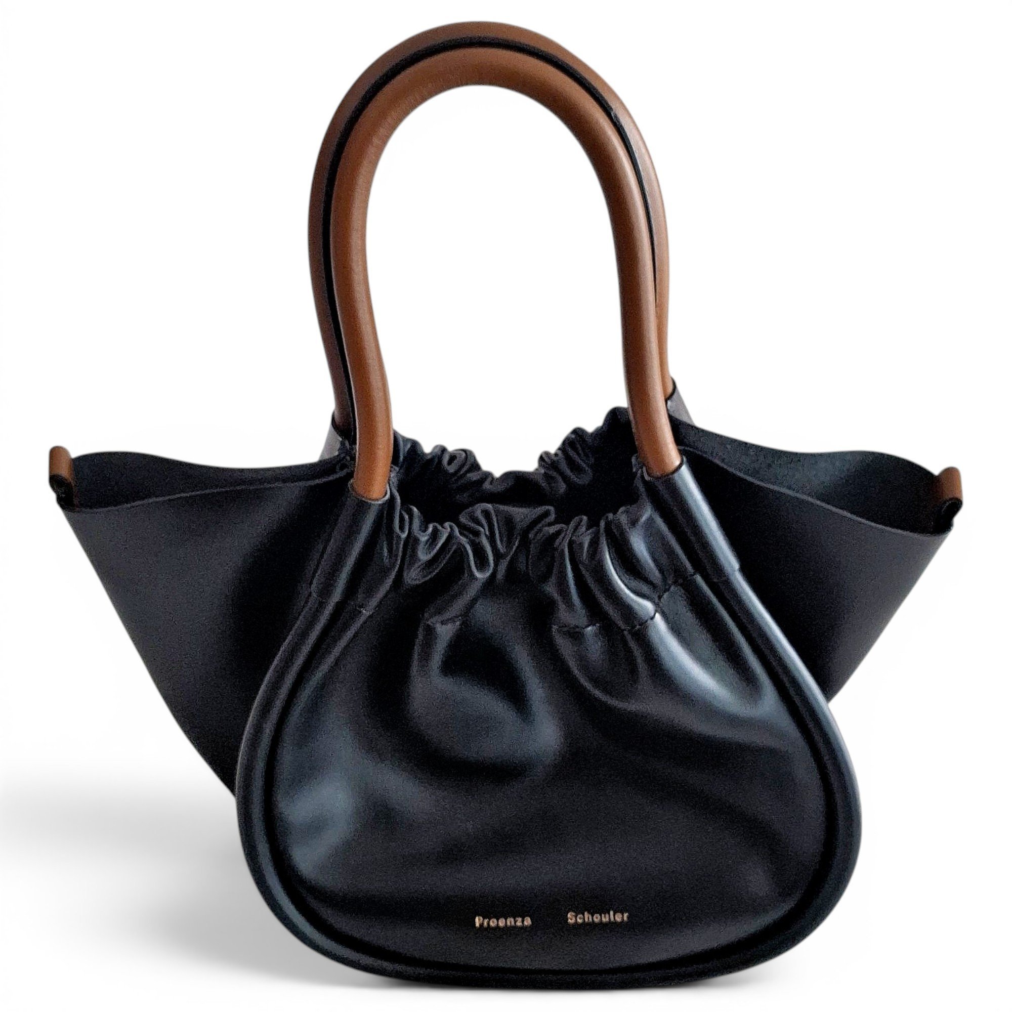 Ruched leather handbag