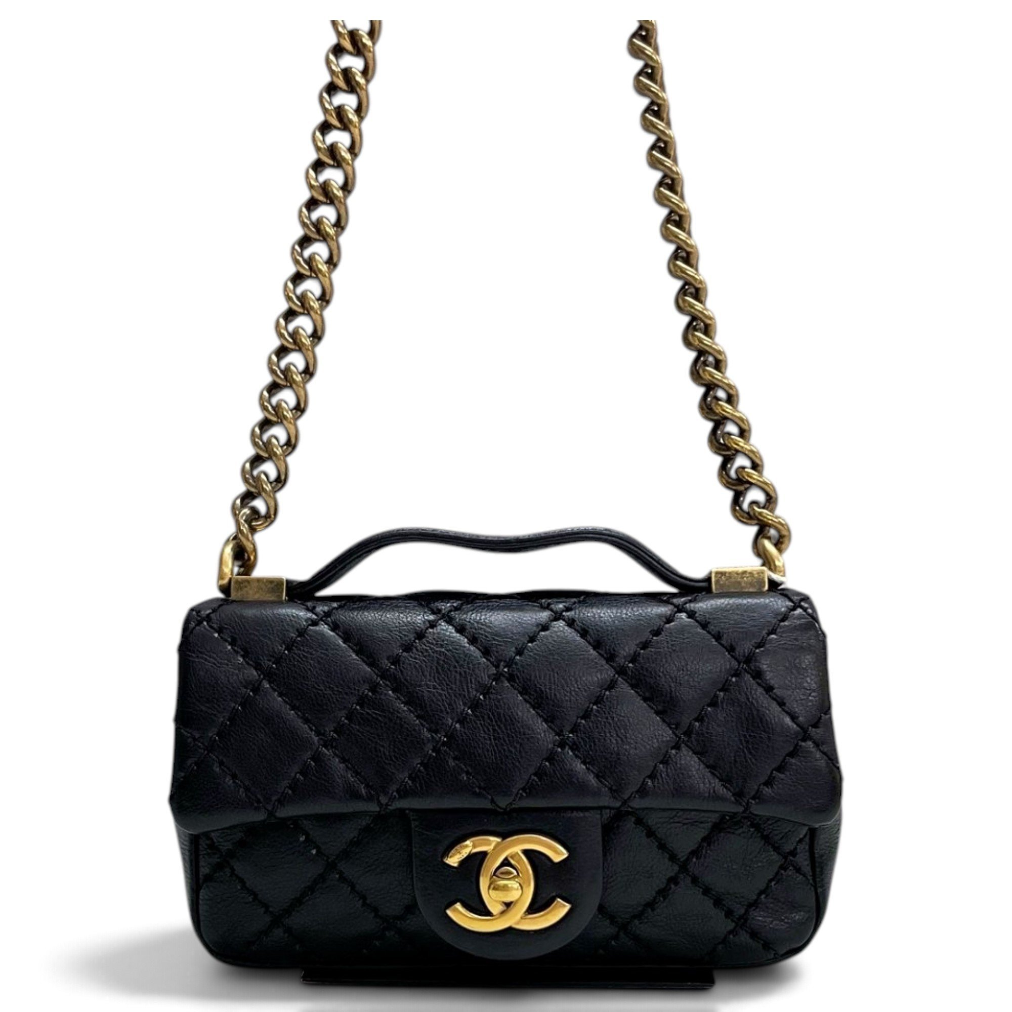 Trendy CC Top Handle leather handbag