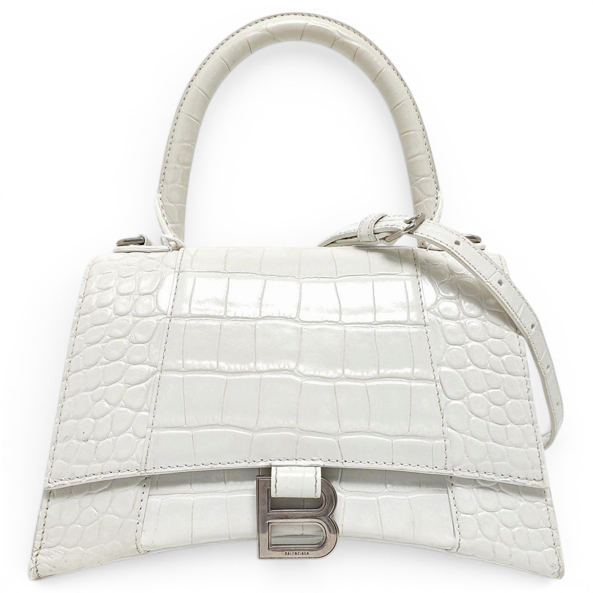 Hourglass leather handbag