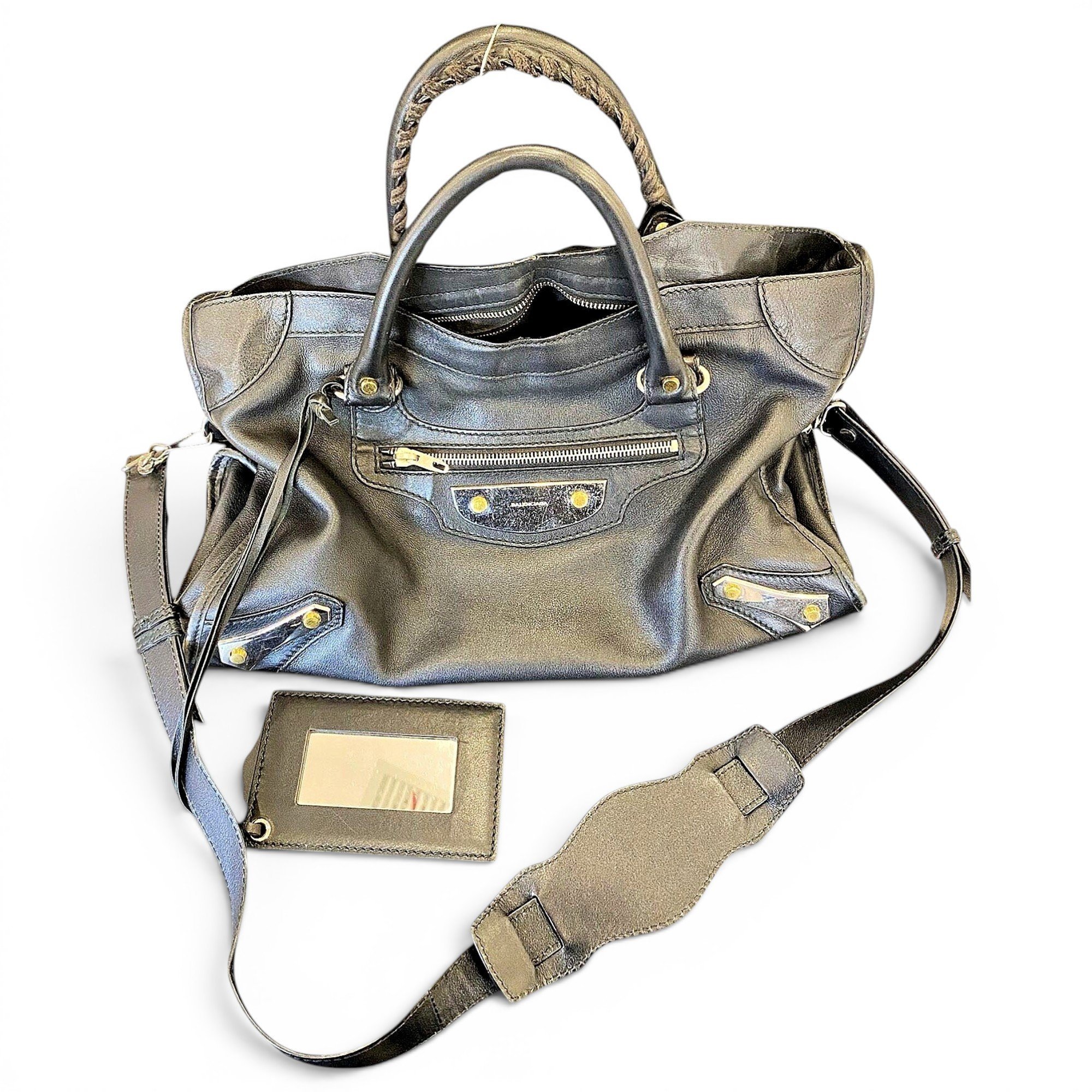 City leather handbag