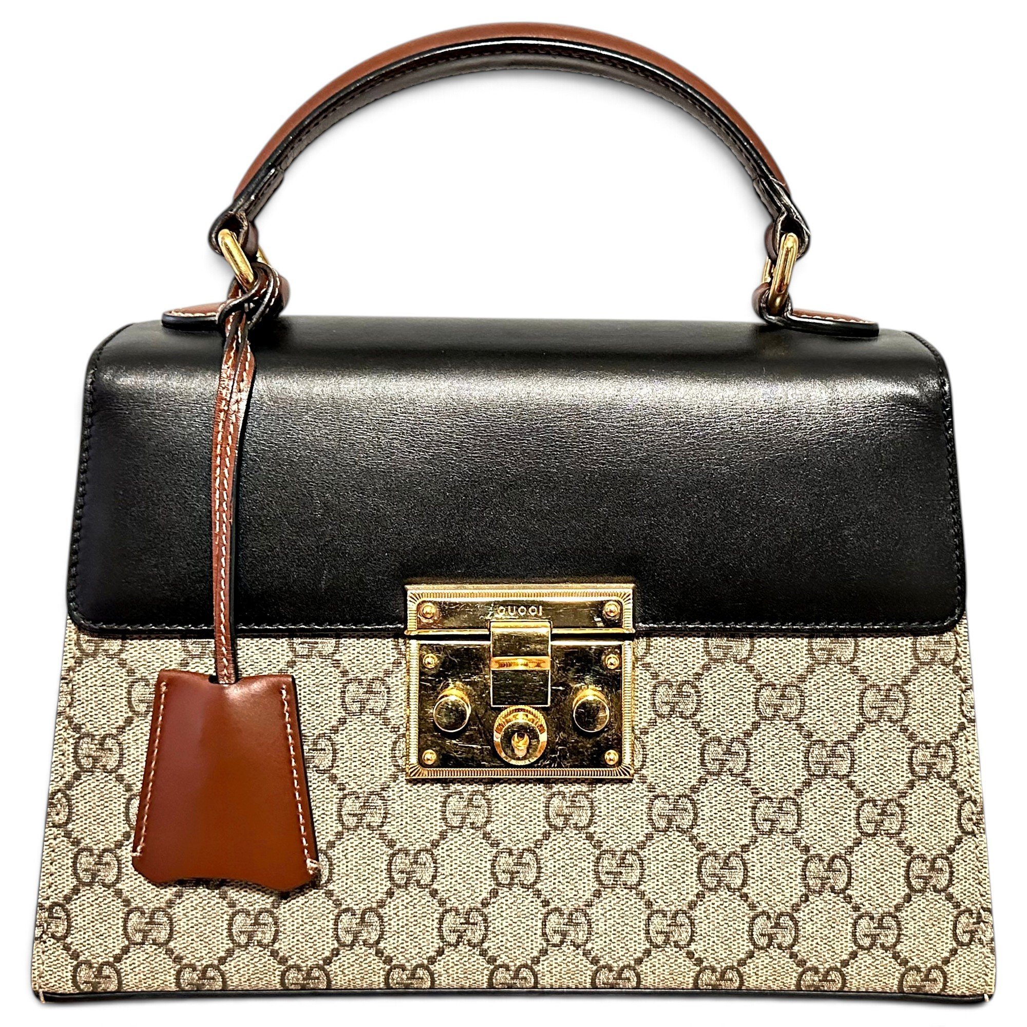 Padlock leather handbag