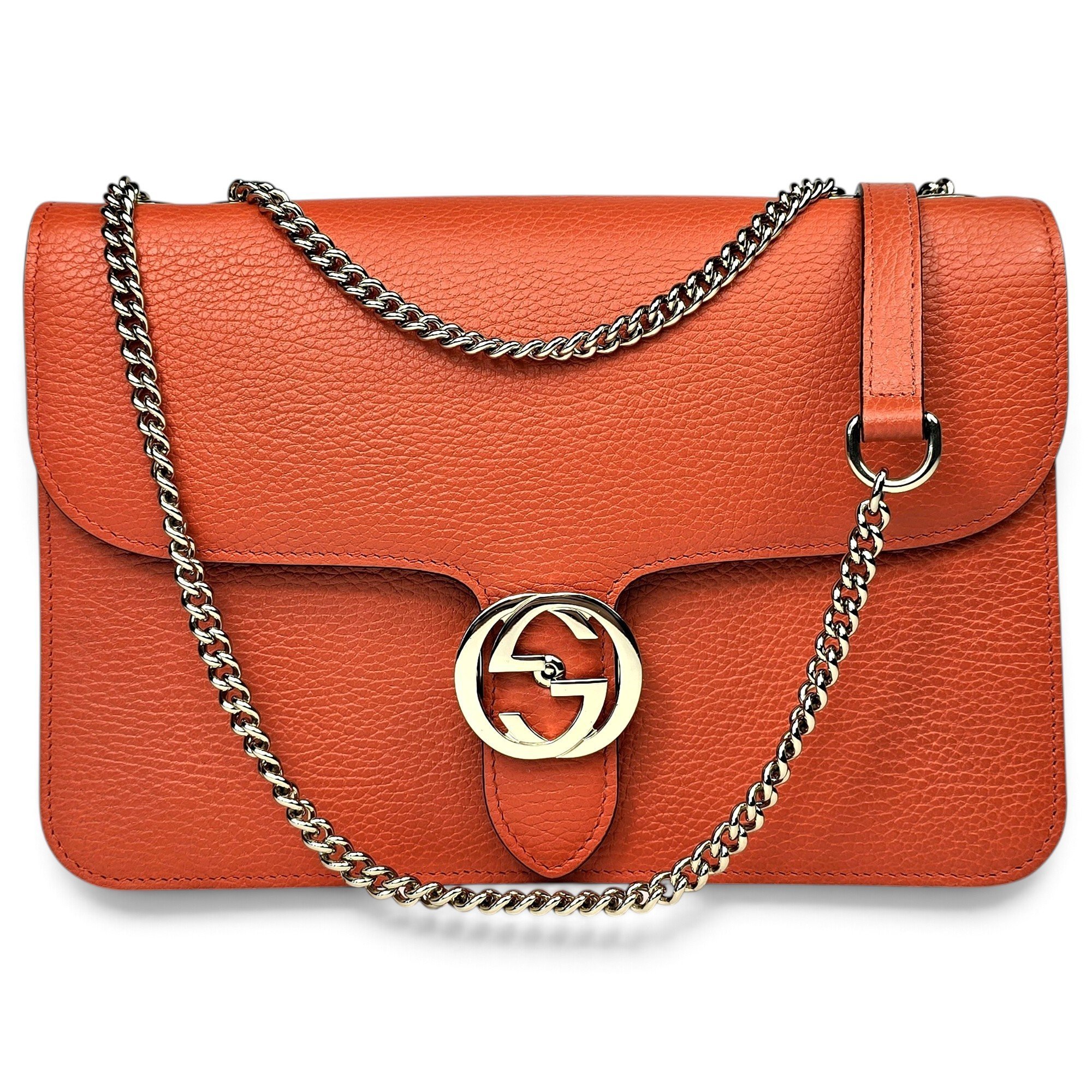 Interlocking leather handbag