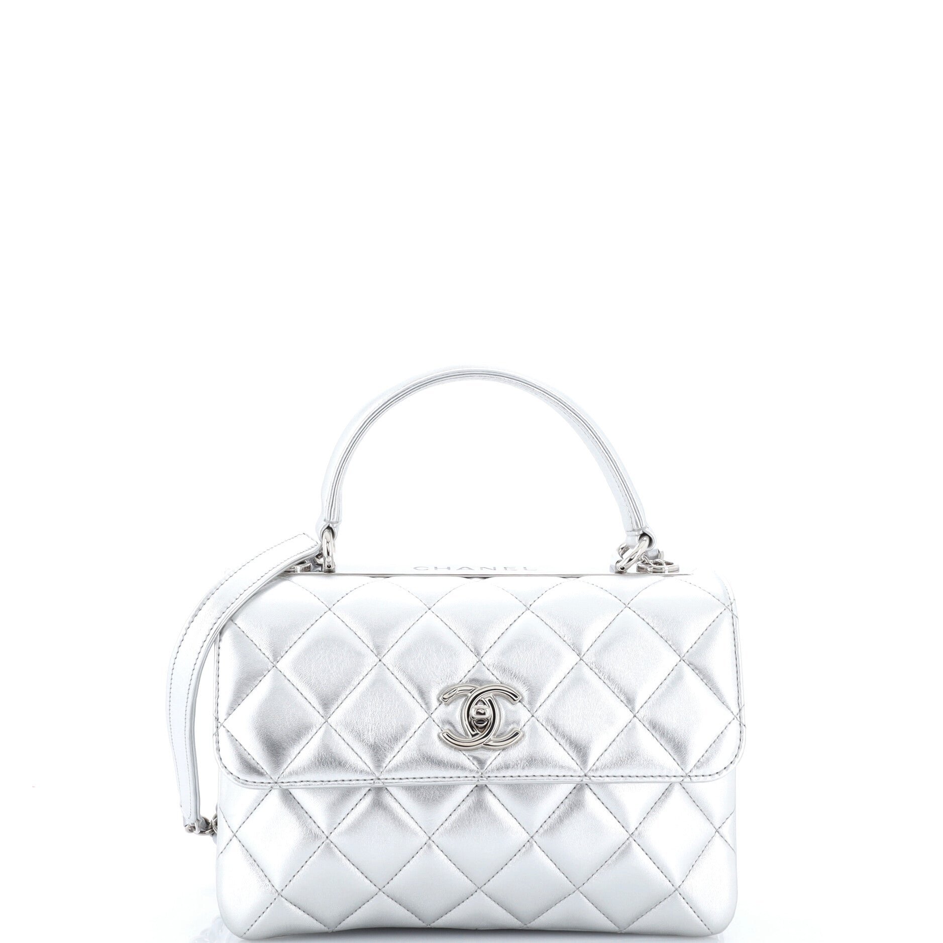 Trendy CC Top Handle Bag Quilted Lambskin Small