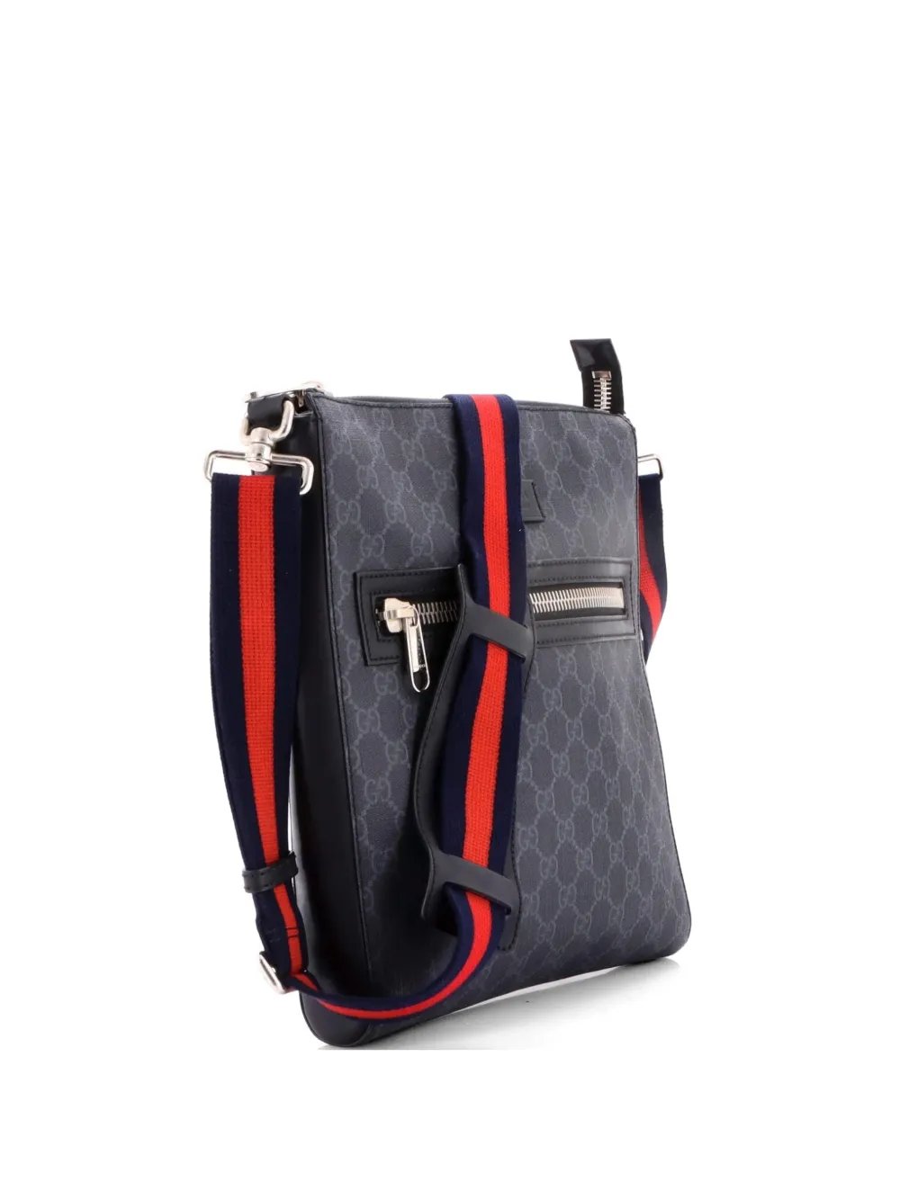 Web Strap Front Zip Messenger Bag GG Coated Canvas Medium crossbody bag