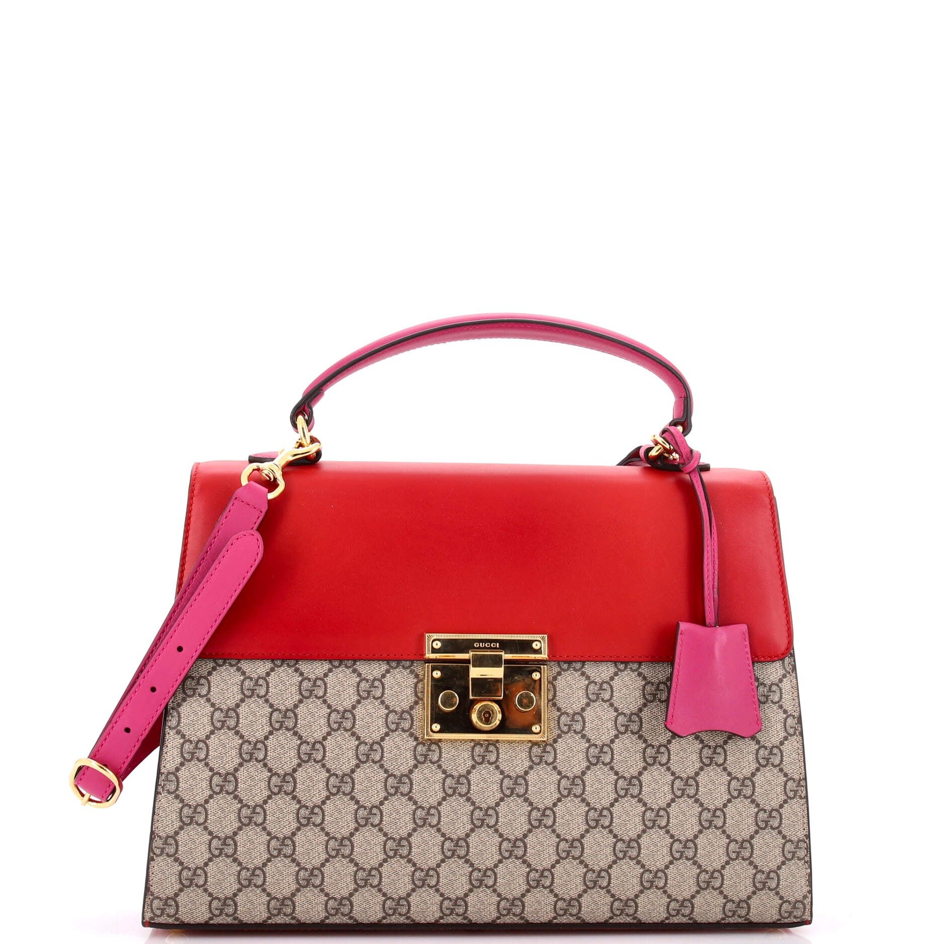 Padlock Top Handle Bag GG Coated Canvas and Leather Medium