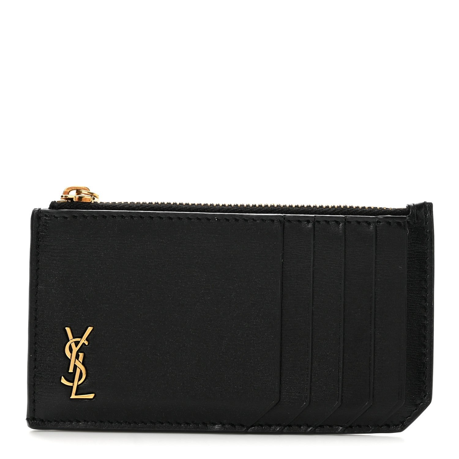 Smooth Calfskin Monogram 5 Fragments Zip Pouch Card Holder Black