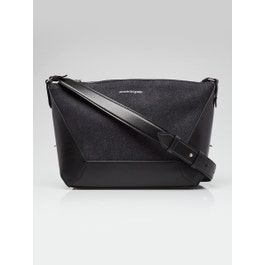 Alexander McQueen Alexander McQueen Black Denim/Leather The Edge Small Crossbody Bag