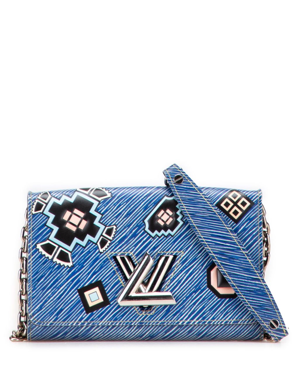 2015 Epi Denim Twist Azteque Wallet on Chain crossbody bag