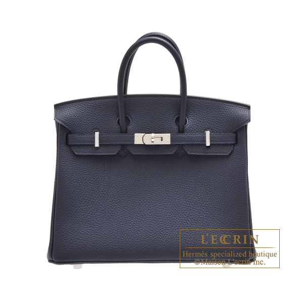 Hermes Birkin bag 25 Blue nuit Togo leather Silver hardware
