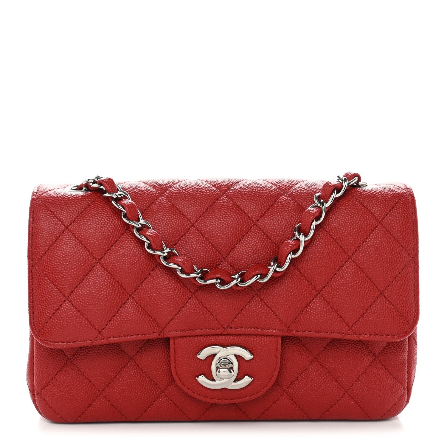 Chanel Caviar Quilted Mini Rectangular Flap Red