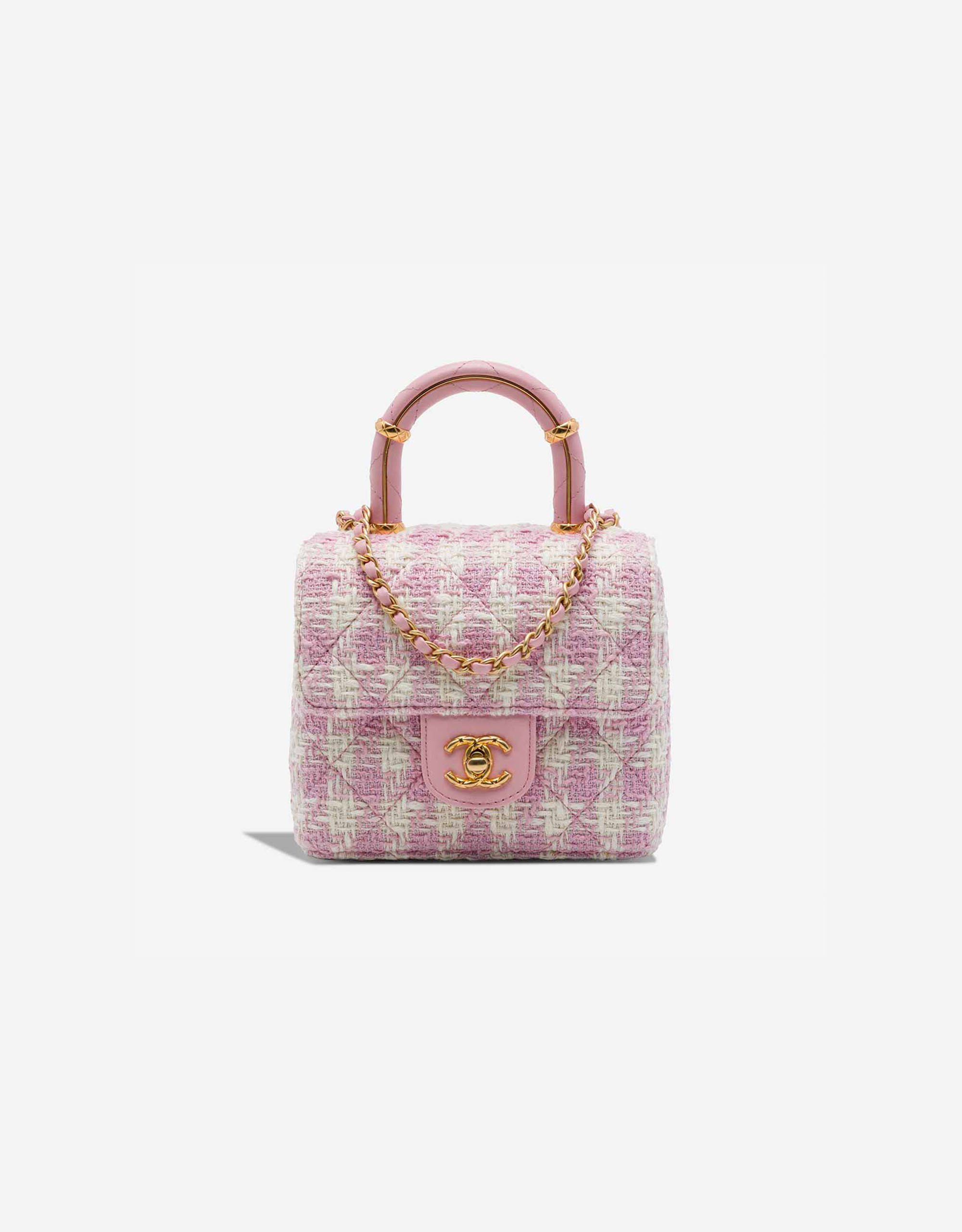 
		Top Handle Mini Tweed Pink / White    