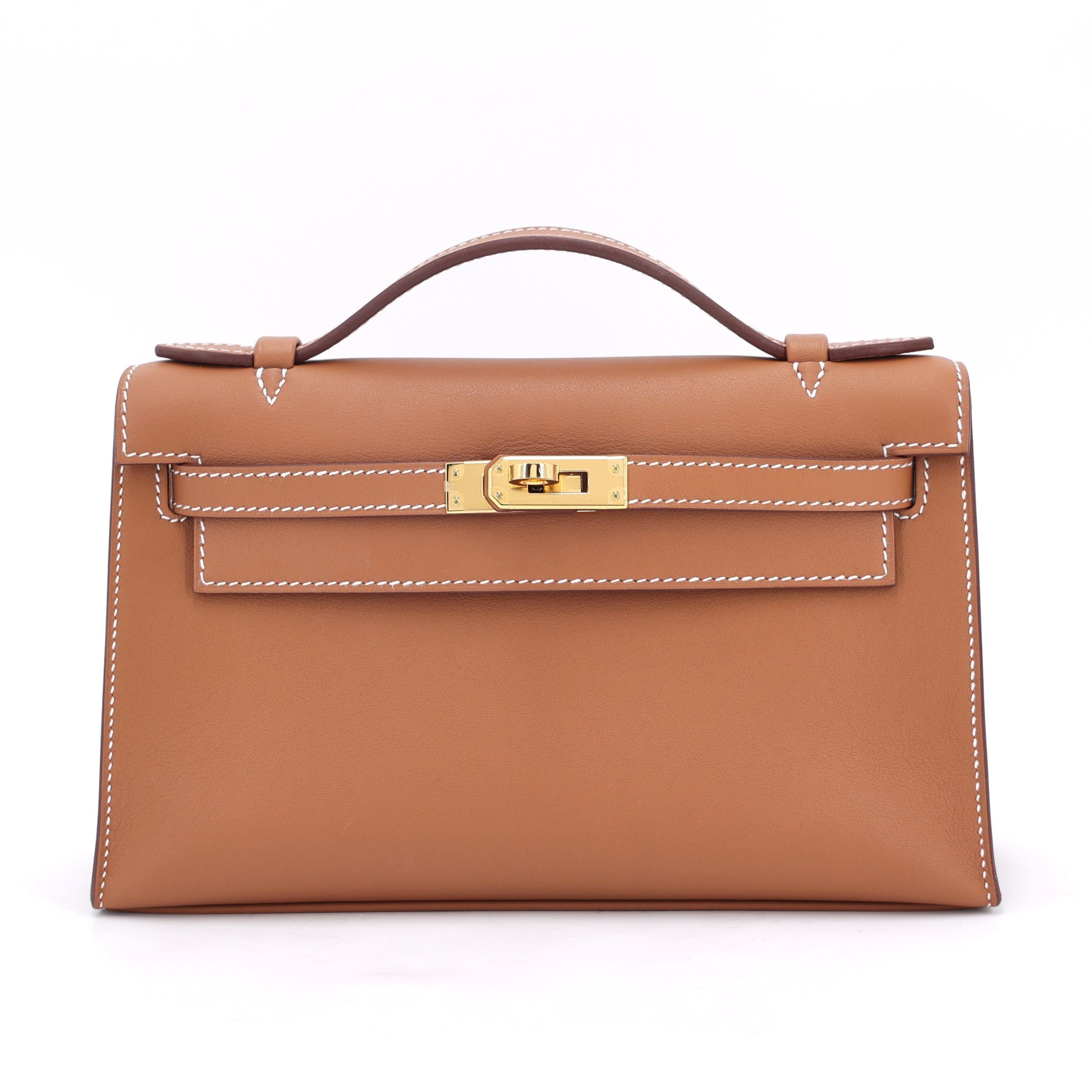 Hermes Excellent ( Rank SA ) HERMÈS Kelly Pochette Gold (37) Swift Gold hardware W (2024)