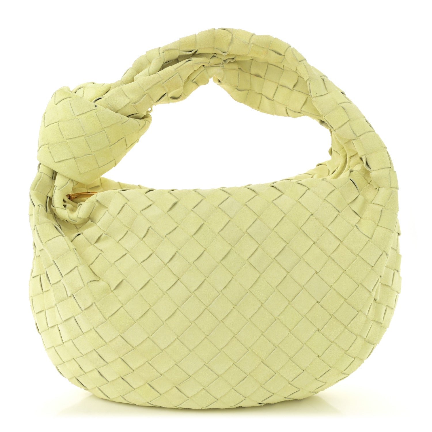 Bottega Veneta Suede Calfskin Intrecciato Teen Jodie Hobo Lemon Wash