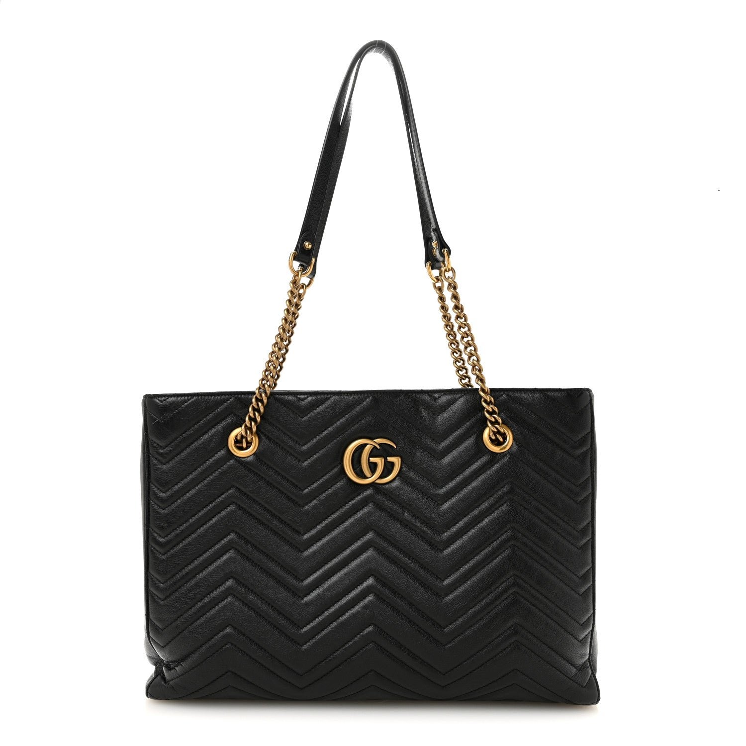 Gucci Vintage Calfskin Matelasse Medium GG Marmont Slim Tote Black