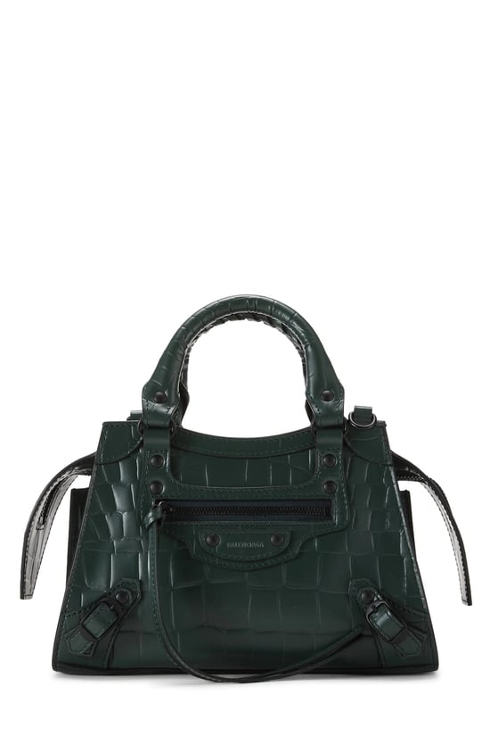 Balenciaga Green Embossed Leather Neo Classic City Mini