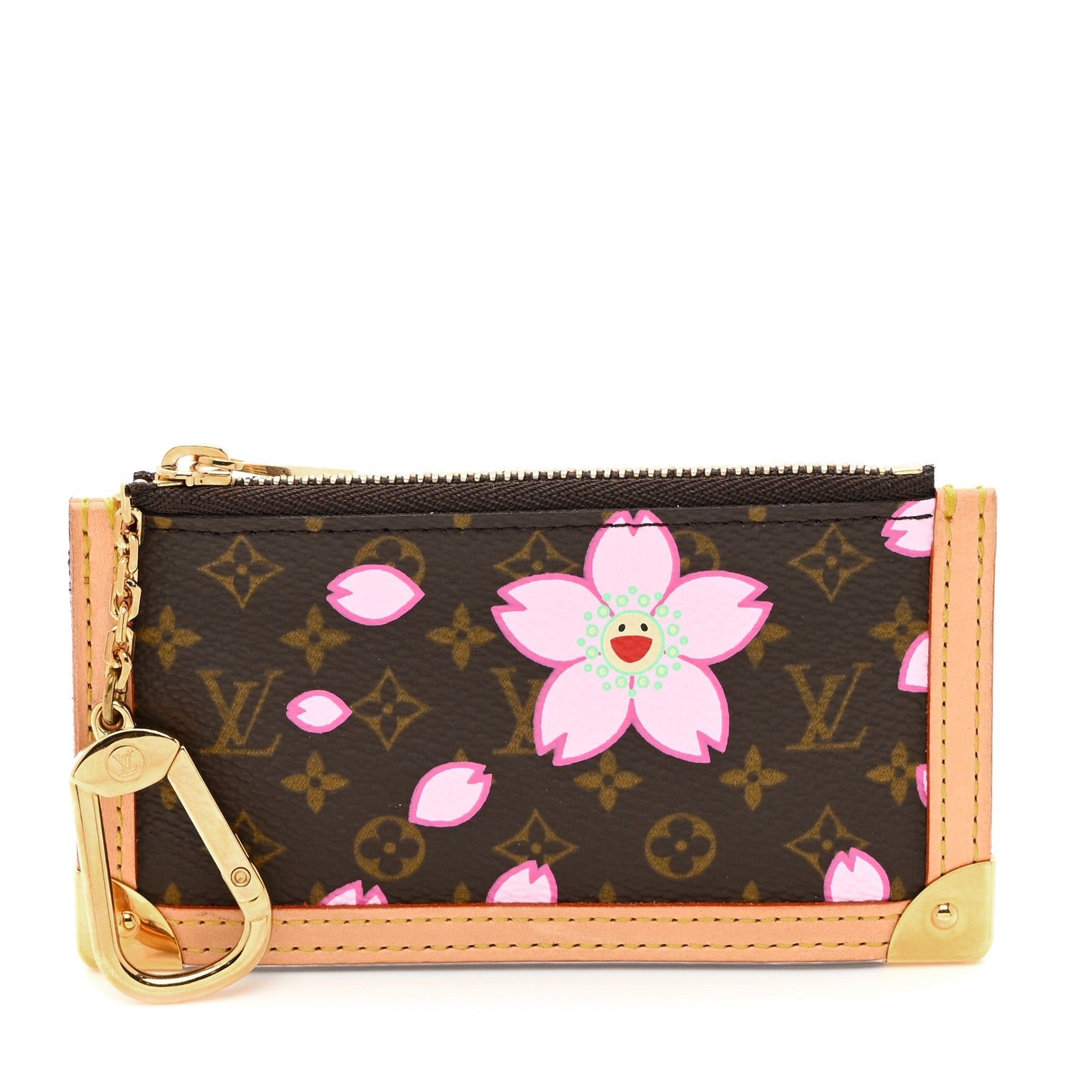 Louis Vuitton Monogram Cherry Blossom Key Pouch Brown
