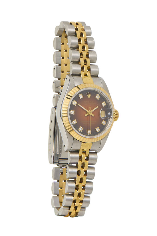 Rolex Red Vignette Diamond Dial Stainless Steel Datejust 69173 26mm