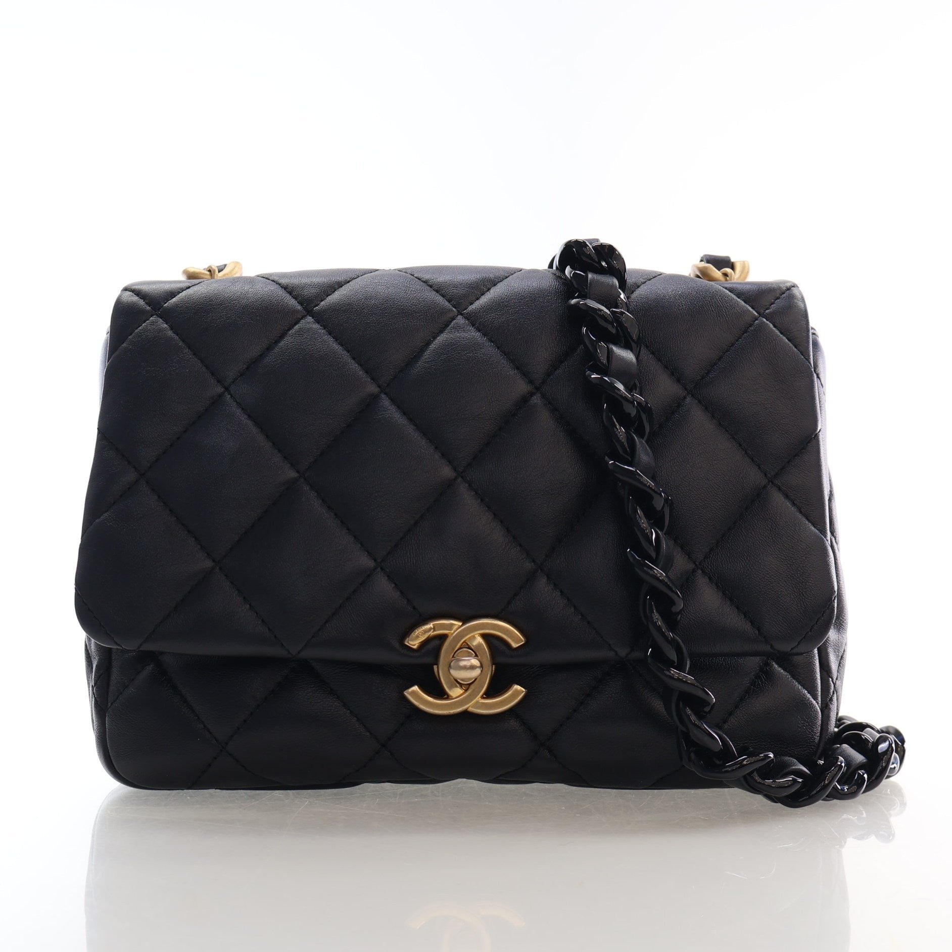 Chanel Lambskin Lacquered Chain Flap Bag