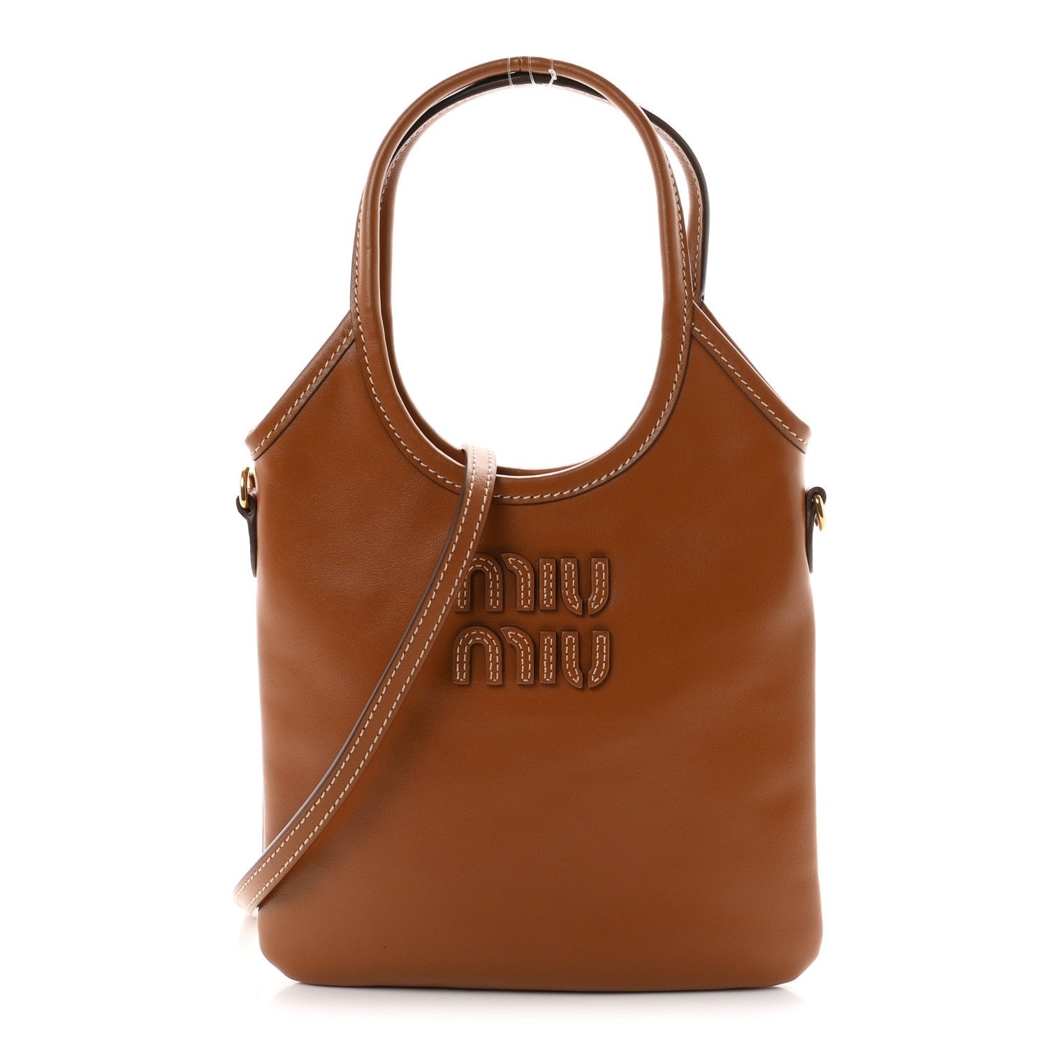 Miu Miu Nappa Mini Ivy Bag Cognac